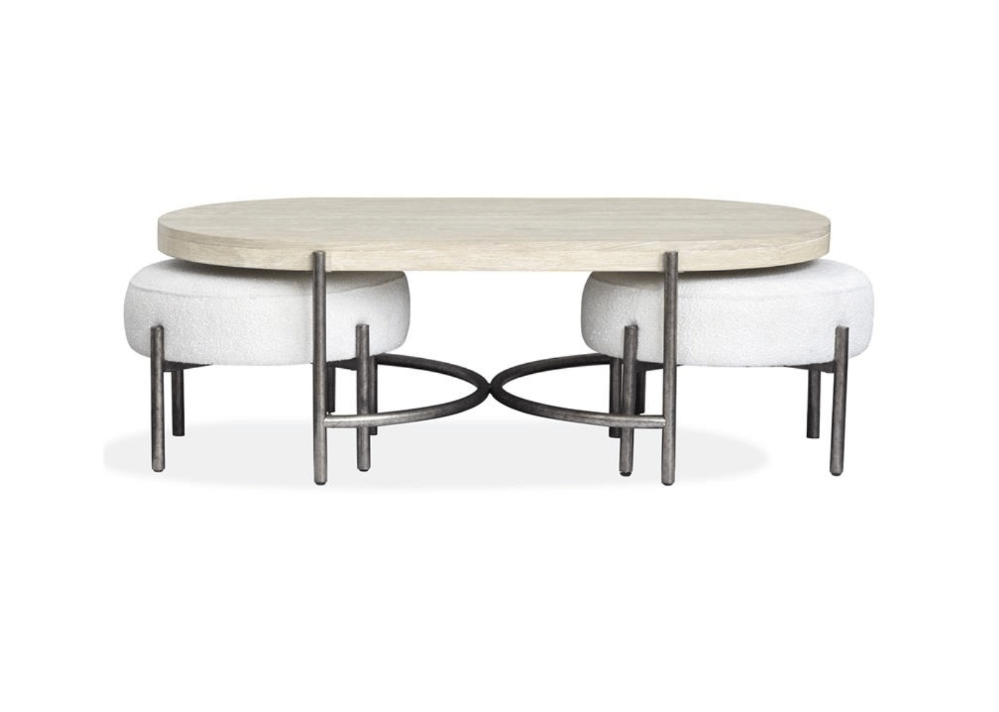 Jennings Oval Cocktail Table w/2 Ottomans (Uph. Seat)